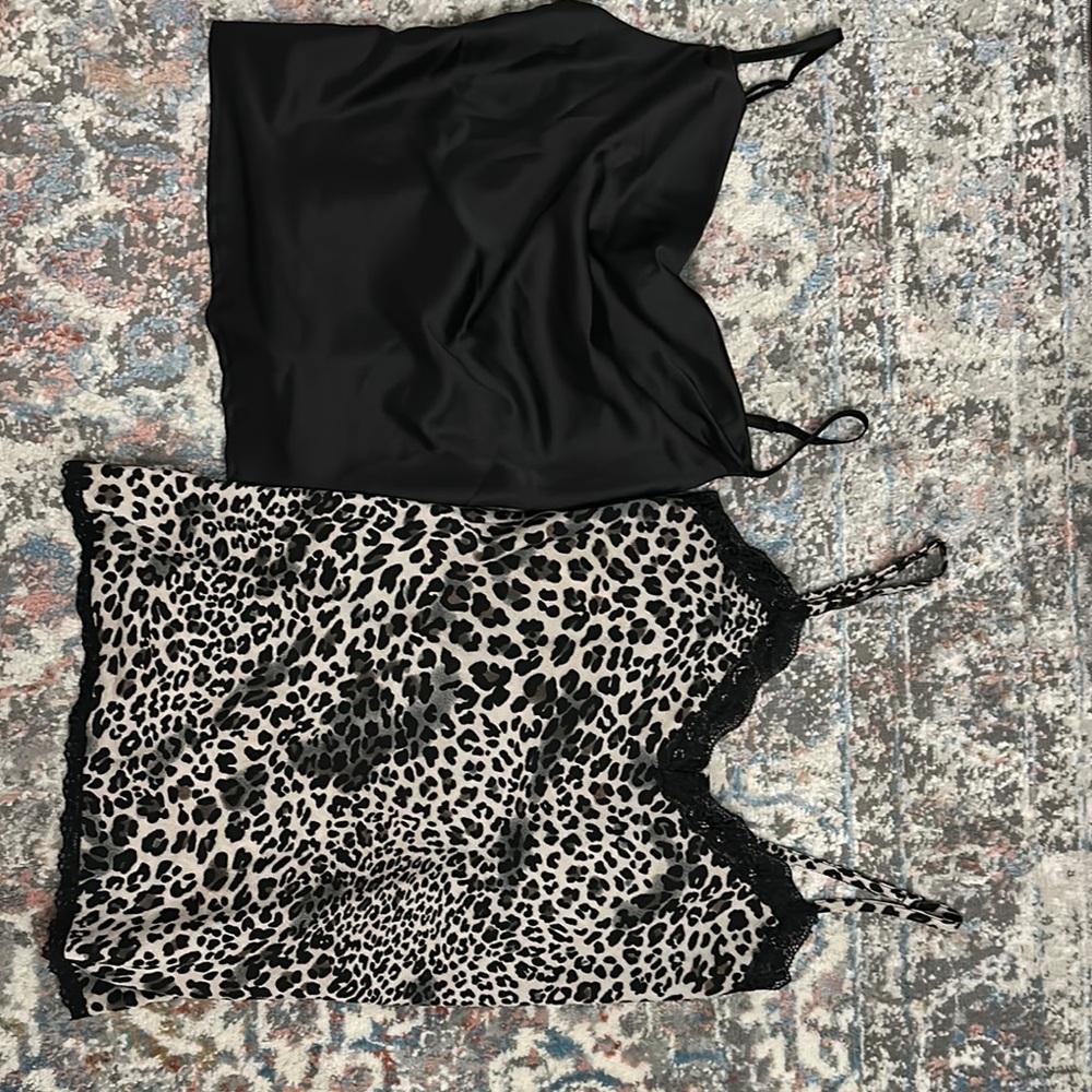 Dress Forum Black and Leopard Camisole Duo